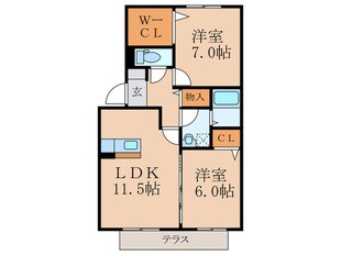 エクレ－ルグランデＢ棟の物件間取画像